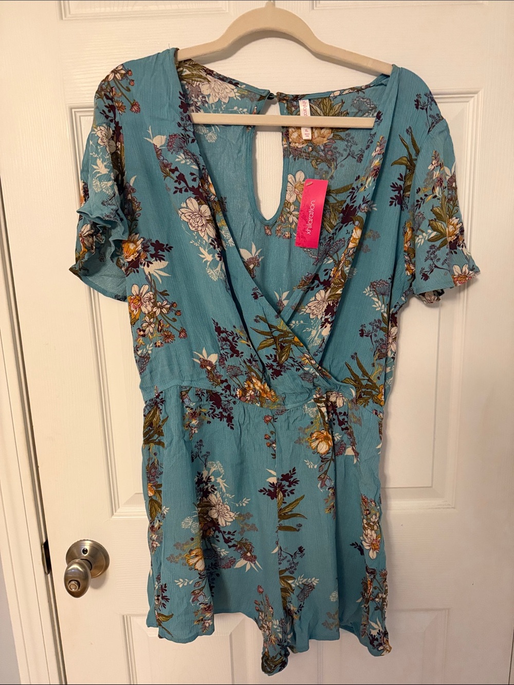 Floral Wrap-Front Teal Dress